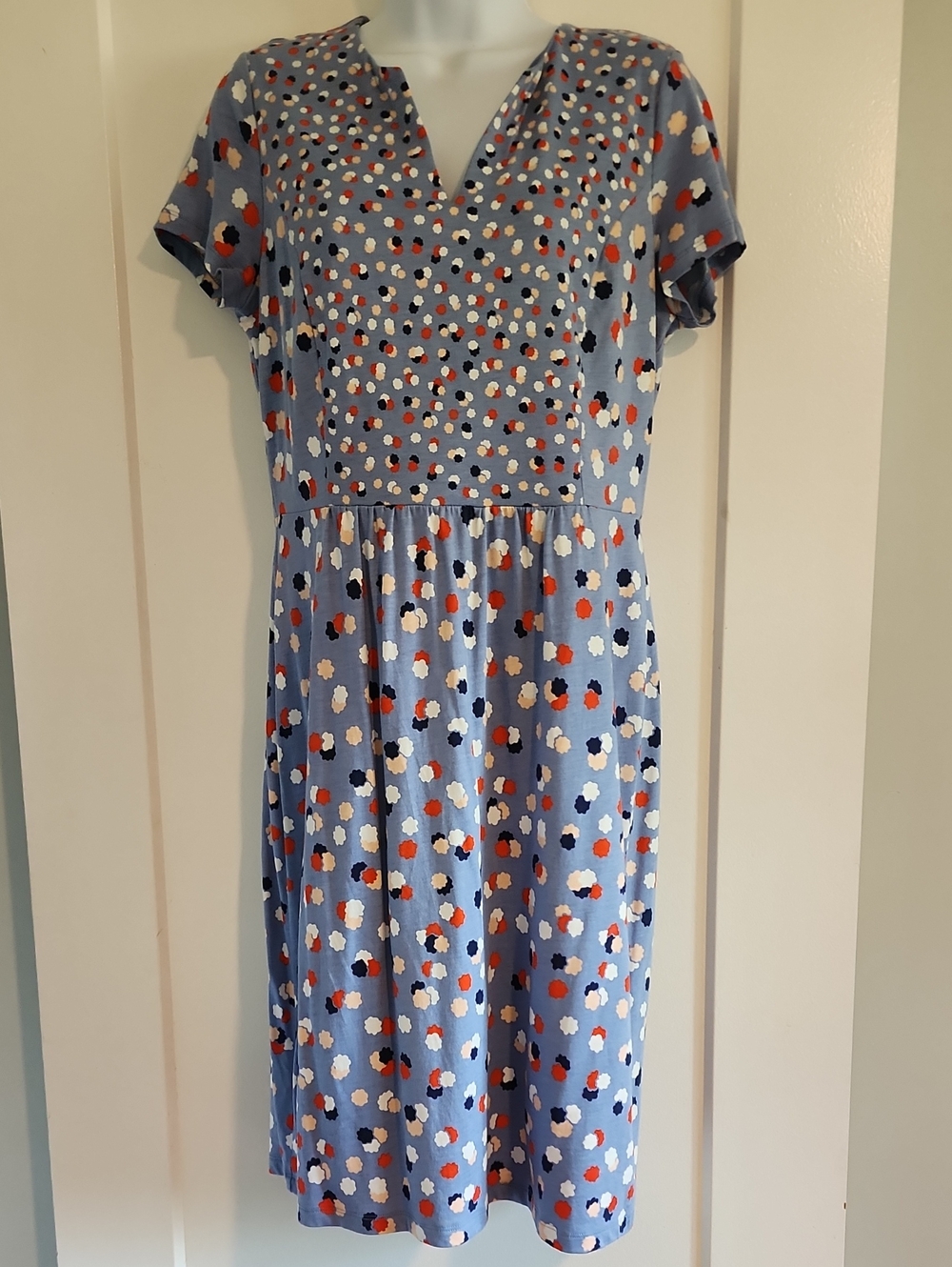 Boden Women's Light Blue Polka Dot Flutter Sleeve Dress Size 8